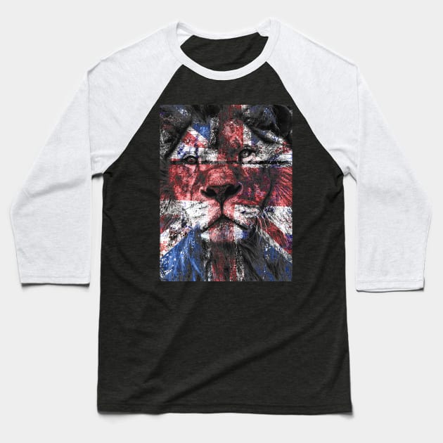 Union Jack Lion Baseball T-Shirt by HelenDesigns